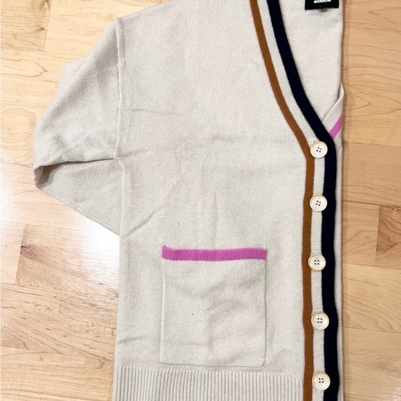 Monrow Wool Cashmere Striped Cardigan - Picture 5 of 5